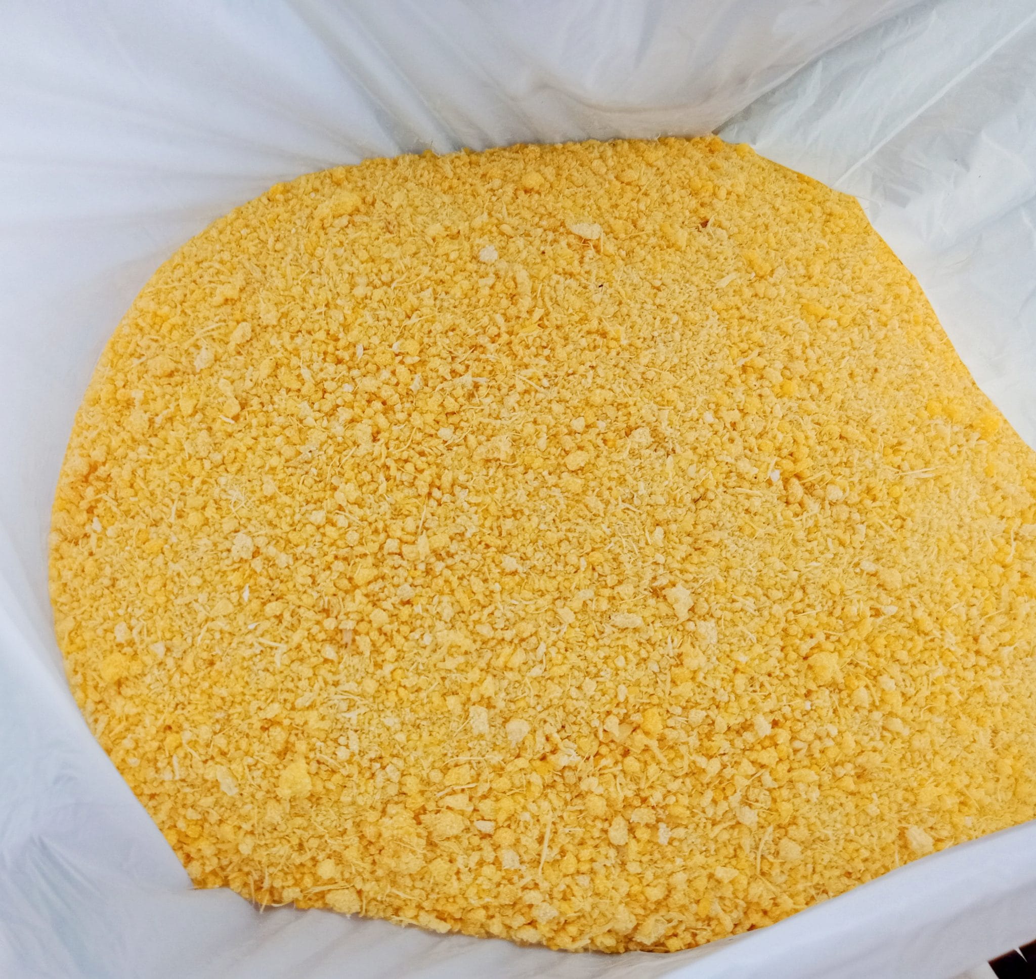 Yellow garri in 4litres paint bucket • 24 Hours Market Lagos, Nigeria