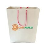 Plain White Paper Shopping Bag with Strap Handle - 12" x 8" x 4"