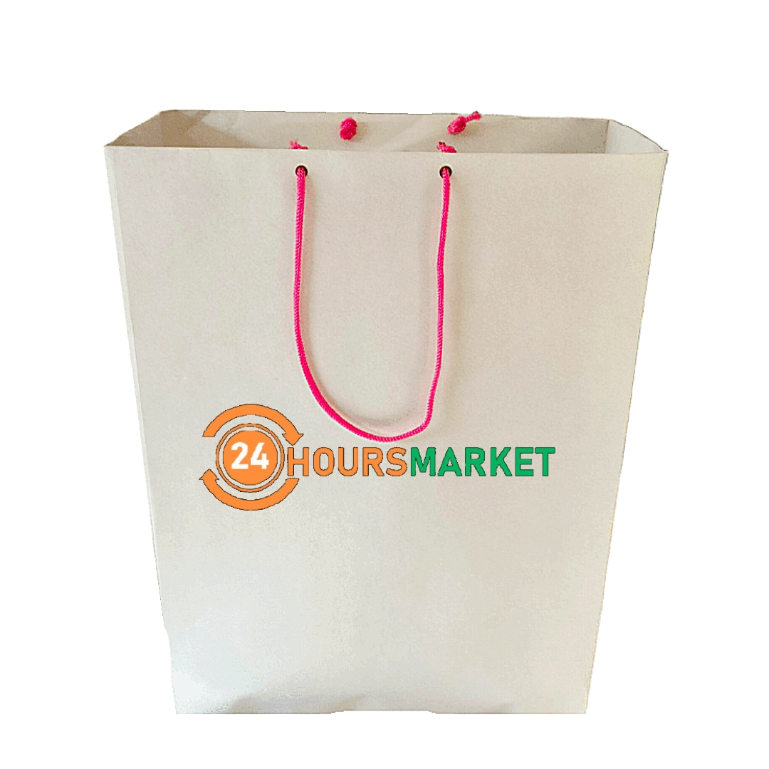 Plain White Paper Shopping Bag with Strap Handle -17" x 6" x 13" - Image 4