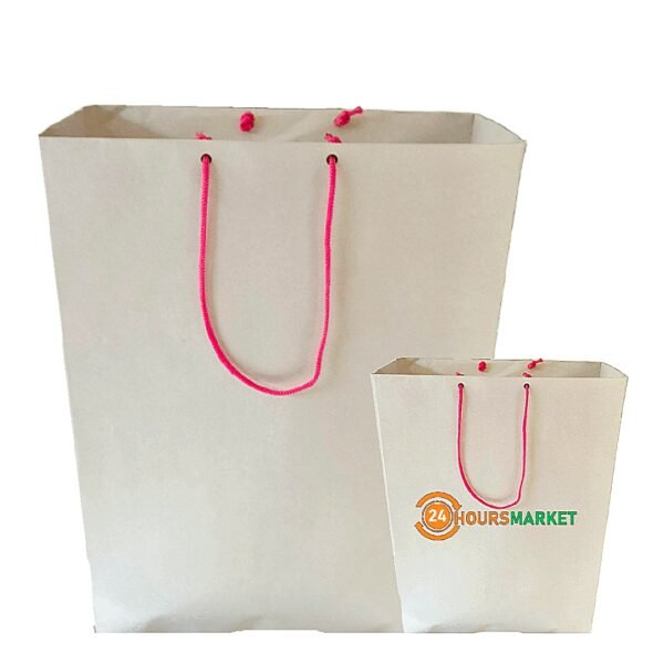 Plain White Paper Shopping Bag with Strap Handle -17" x 6" x 13"