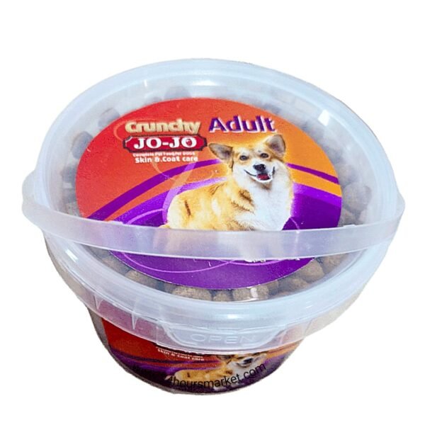1kg pack of Jojo adult dog food, crunchy formula for skin and coat health