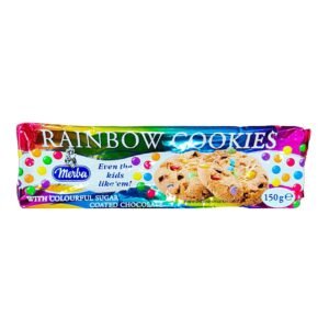 Merba Rainbow Cookies with chocolate chips and candy pieces – 150g pack