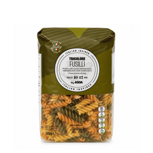 1000231272 ASDA Italian Inspired Tricolore Fusilli Pasta 500g
