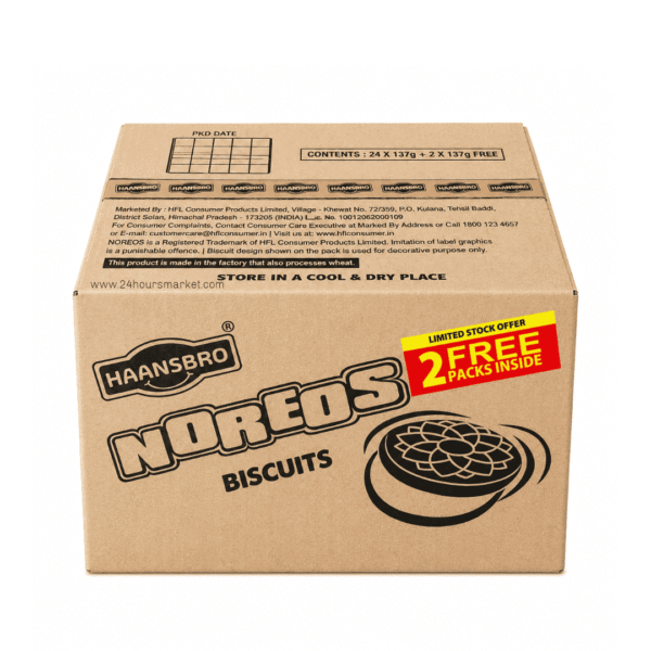 1000236379 Haansbro Noreos Vanilla Sandwich Biscuits 137g x 24 (Carton)