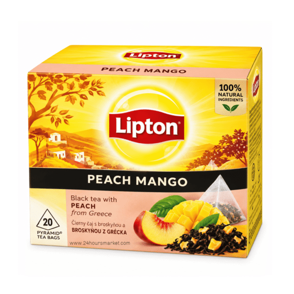 Lipton Peach Mango Flavoured Black Tea 20 Pyramid Teabags