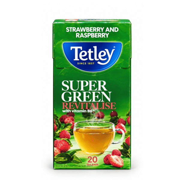 Tetley Super Green Revitalise Strawberry & Raspberry Tea – 20 Tea Bags