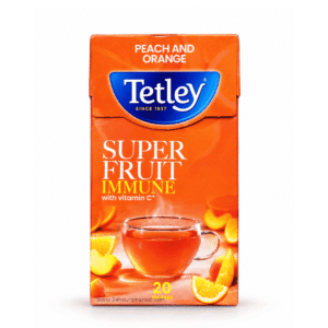 Tetley Super Fruit Immune Peach & Orange Tea – 20 Tea Bags
